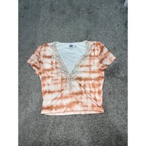 Tiger Mist cropped tie dye orange shirt size medium